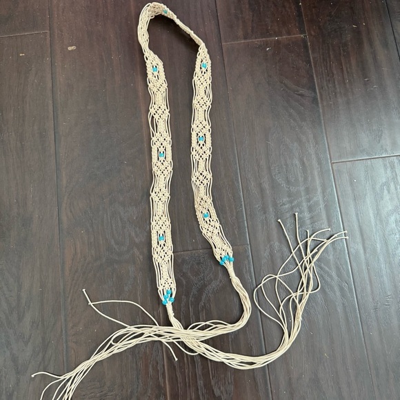 Macrame turquoise Woven Belt boho cottagecore Beachy - Picture 5 of 5